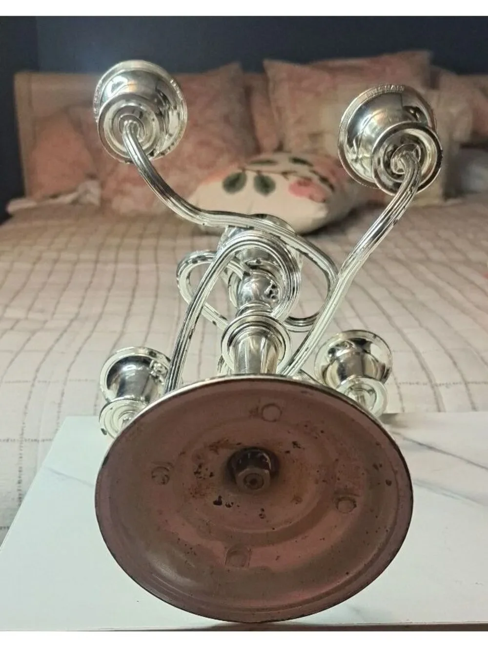 Vintage Silver Tone 5-Arm Adjustable Candelabra/Candle Holder 11